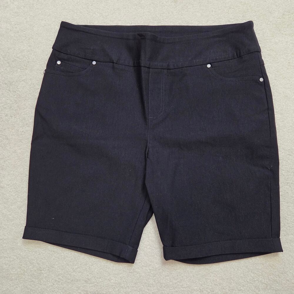EUC Coconut Row Palm Beach 12P Bermuda Shorts Stretch Cuff Pockets Black